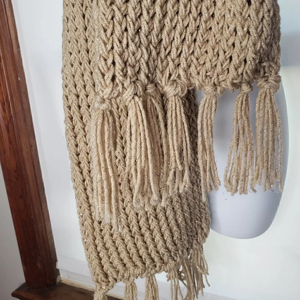 Beige and gold sparkle scarf